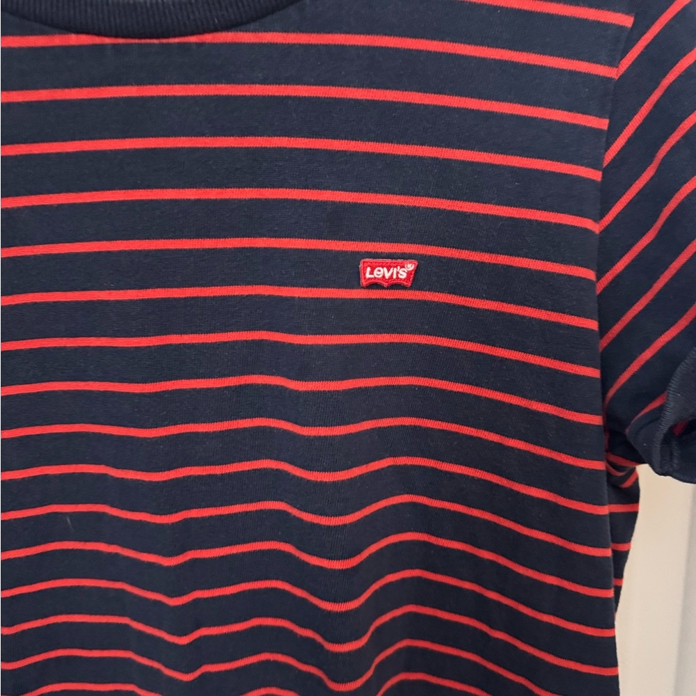 Levi's Navy and Red Striped T-Shirt Dress women’s medium #72 - Picture 2 of 5
